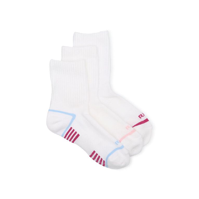 Rio Women's Active Mid Crew Socks 3 Pack, White, hi-res