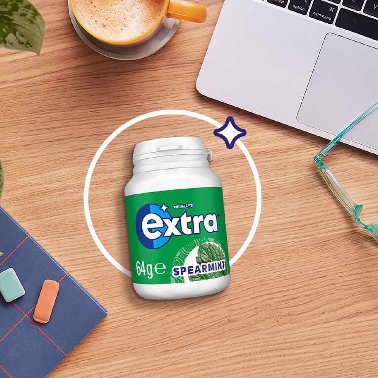 Extra Spearmint Chewing Gum Sugar Free Bottle 46 Piece 64g, , hi-res
