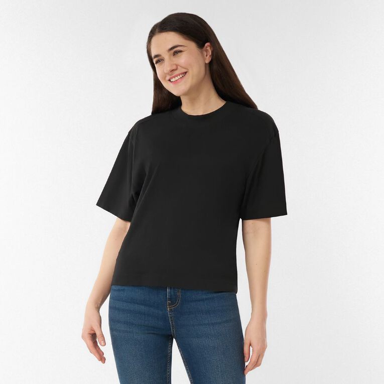 H&H Women's Short Sleeve Smart Tee, Black, hi-res