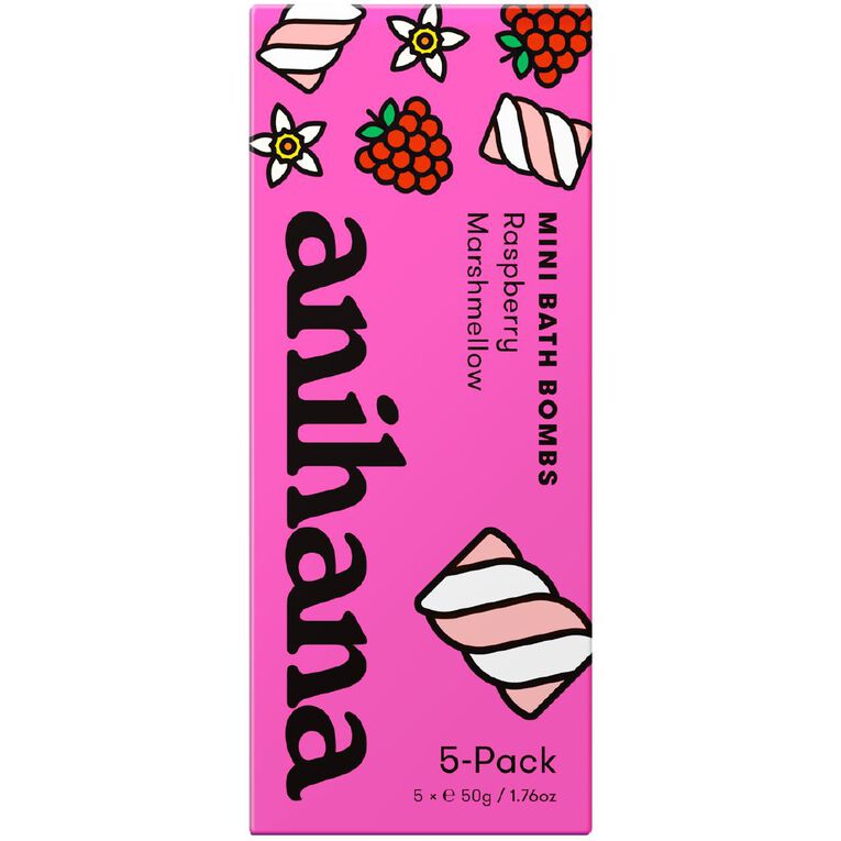 Anihana Mini Bath Bombs Raspberry Marshmellow 5 Pack, , hi-res