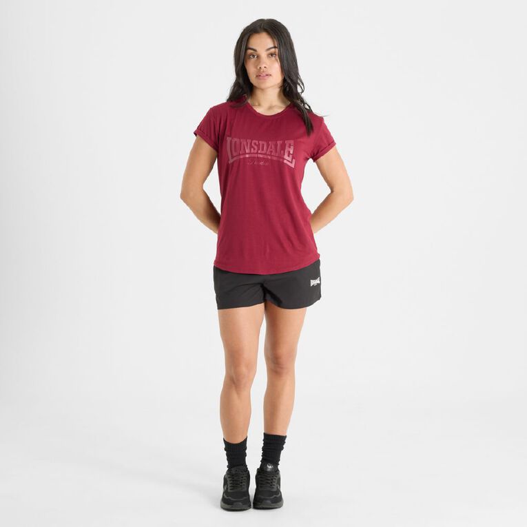 Lonsdale Women's Malden Tee, Red Mid, hi-res
