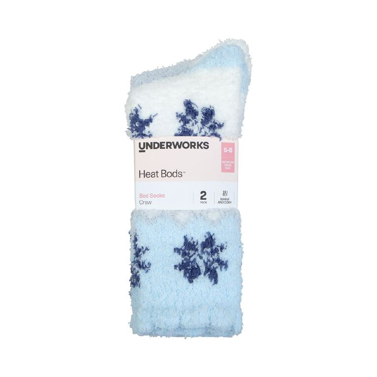 Underworks Women's Heat Bods Marshmallow Socks 2 Pack, Blue, hi-res