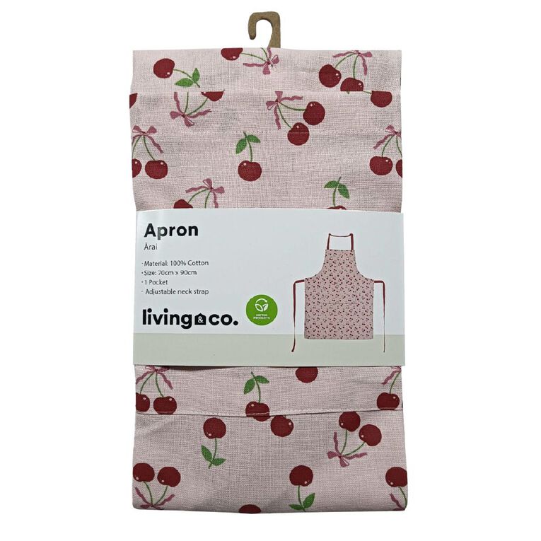Living & Co Apron Cherry Pink 70cm x 90cm, , hi-res