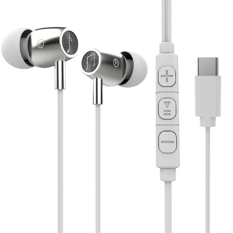 Veon In Ear USB-C Earphones with Microphone VNA06SLV Silver, , hi-res