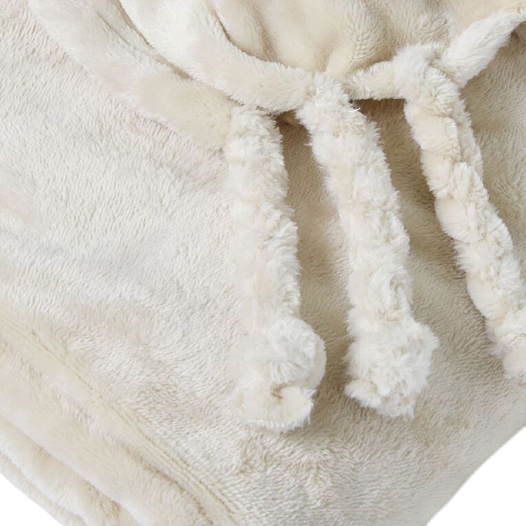 Living & Co Throw Plush Natural 127cm x 152cm, , hi-res
