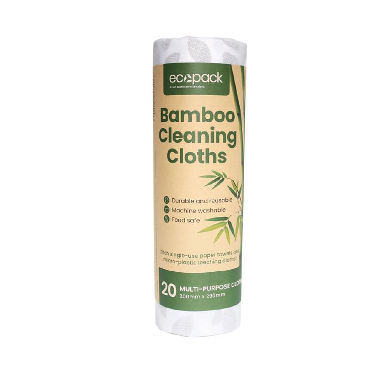 Ecopack Multi-purpose Bamboo Cloth 20Pk White, , hi-res