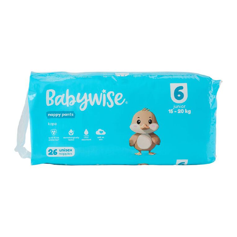 Babywise Nappy Pants Junior Size 6 26 Pack, , hi-res