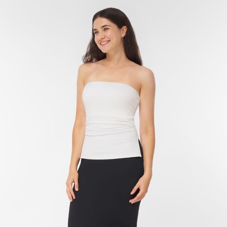 Garage Women's Contour Ruched Bandeau, White, hi-res