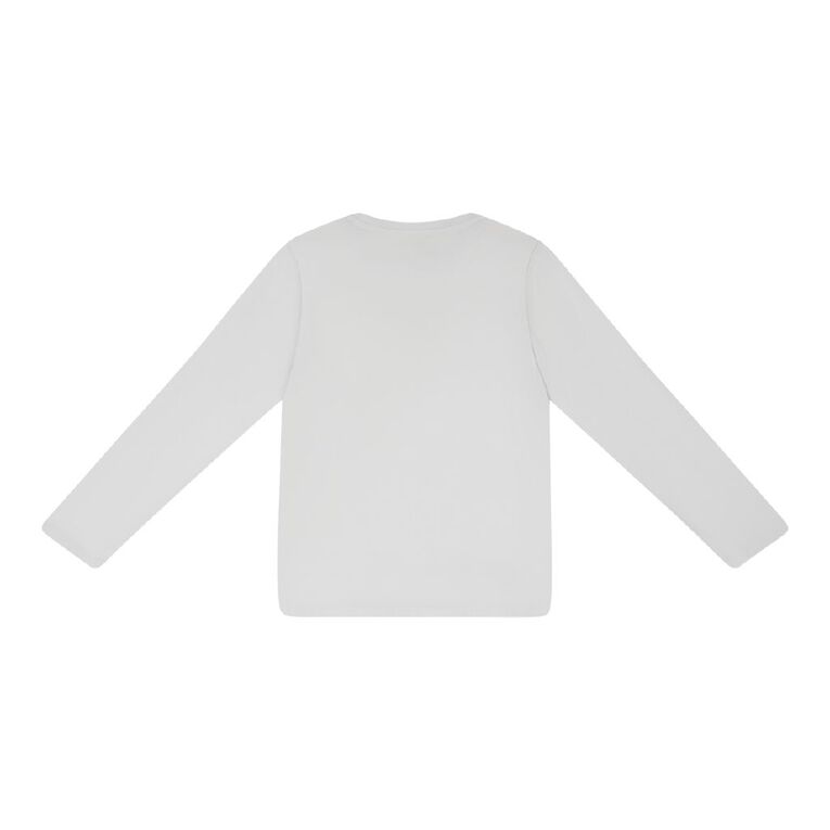 Young Original Long Sleeve Plain Tee, White, hi-res