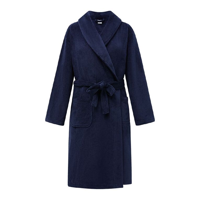H&H Women's Coral Fleece Robe, Blue Dark, hi-res