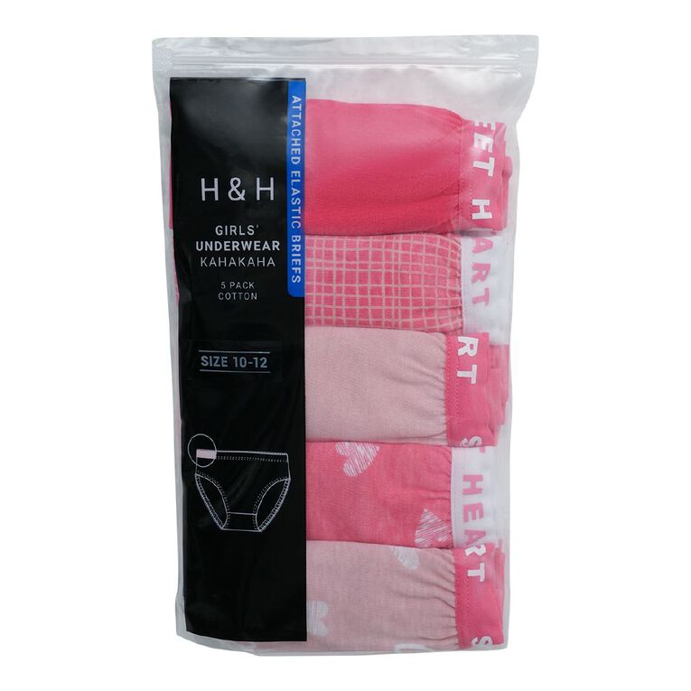 H&H Girls' Attached Elastic Briefs 5 Pack, Red Mid, hi-res