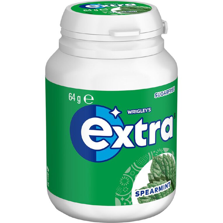 Extra Spearmint Chewing Gum Sugar Free Bottle 46 Piece 64g, , hi-res