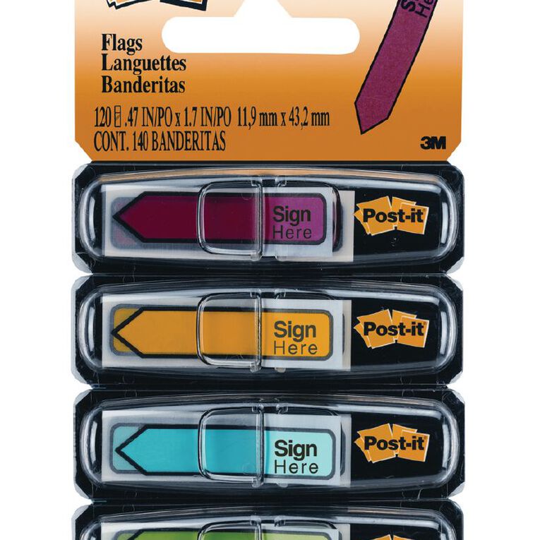 Post-It Sign Here Flags 11.9mm x 43.2mm Multi-Coloured, , hi-res