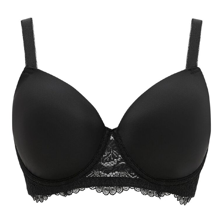 H&H Women's Side Lace Full Cup T-shirt Bra, Black, hi-res