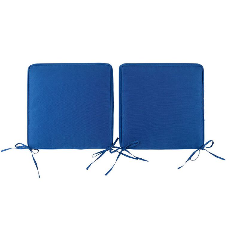 Living & Co Outdoor Chairpad 2 Pack Stripes Blue 40cm x 40cm, , hi-res