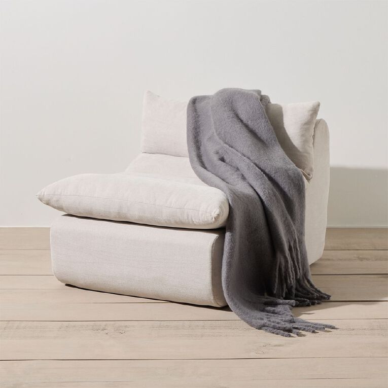 Living & Co Throw Faux Mohair Grey 127cm x 152cm, , hi-res
