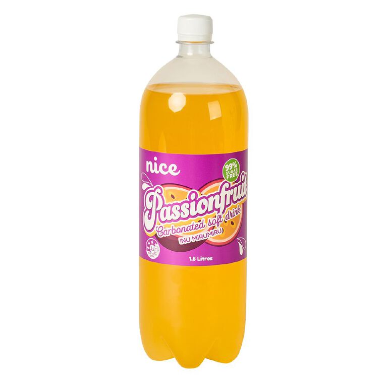 Nice 99% Sugar Free Passionfruit Carbonated Soft Drink 1.5L