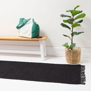 Living & Co Runner Cotton Plain Black 80cm x 300cm