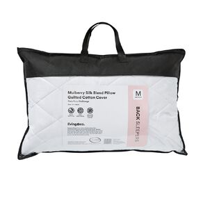 Living & Co Quilted Cotton Cover Mulberry Silk Blend Fill Pillow White