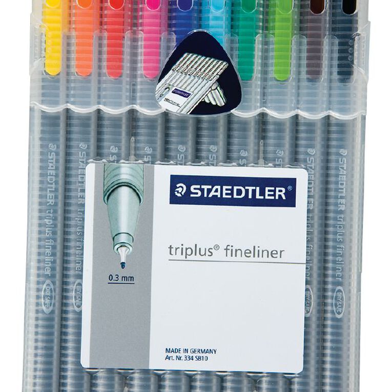 Staedtler Triplus Fineliner Pen Wallet Of 10 Multi-Coloured, , hi-res