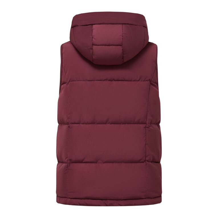 Active Intent Women's Hood Puffer Vest, Red Dark, hi-res