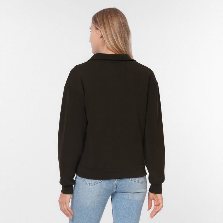 H&H Women's Long Sleeve Modal Blend Polo, Brown Dark, hi-res