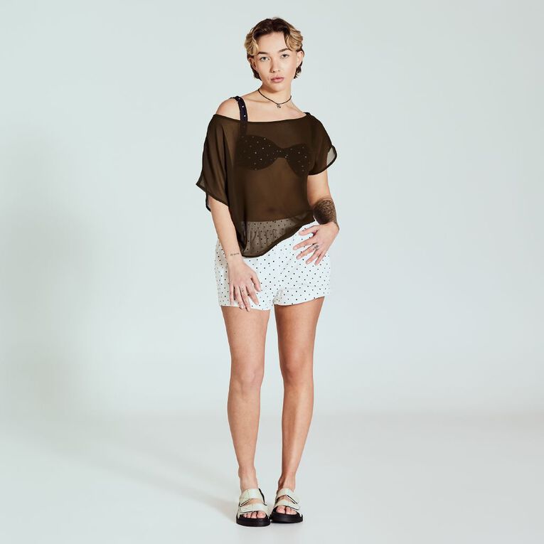 BRDRLESS Taya Chiffon Assymetric Top, Green Dark, hi-res