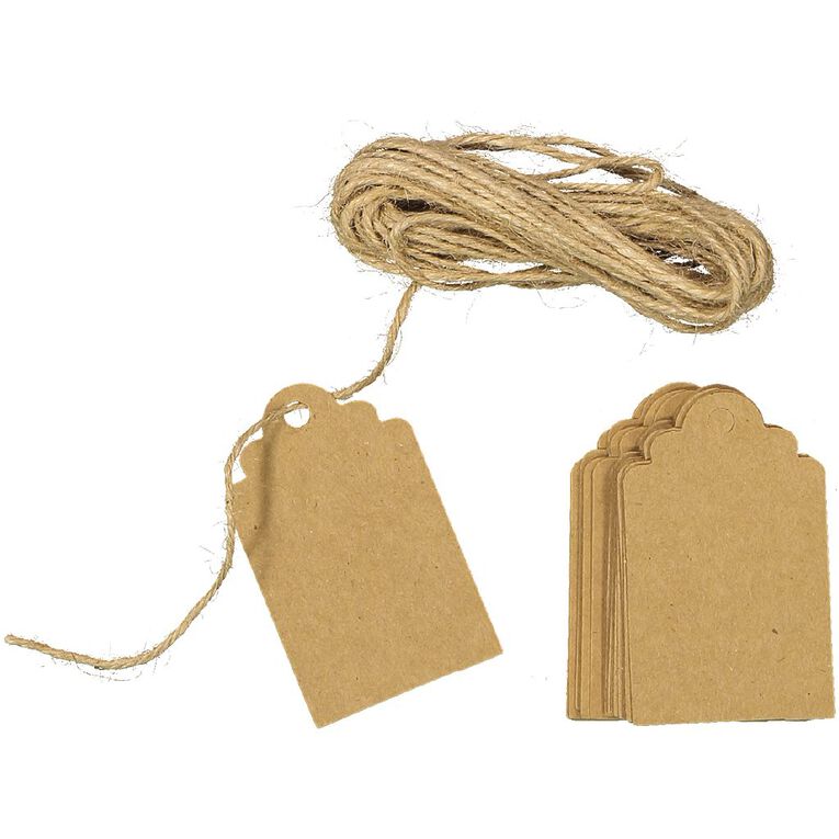 Uniti Tags and Twine Kit Kraft 20 Pack, , hi-res