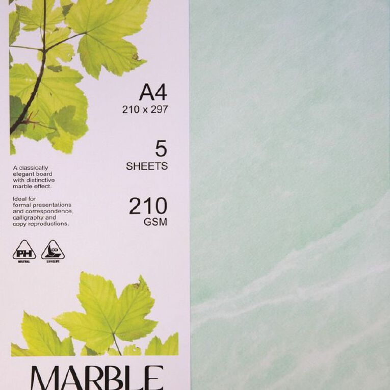 Direct Paper Marble Paper 210gsm Green A4 5 Pack, , hi-res