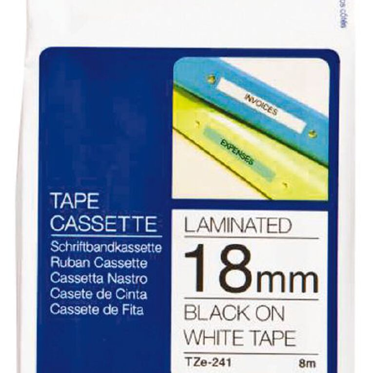 Brother Label Tape Tze-241 18mm Black On, , hi-res