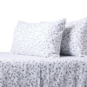 Living & Co Cotton Flannelette Sheet Set Leaf Green Queen