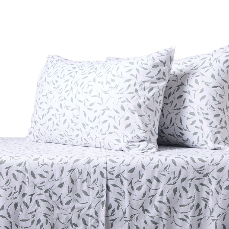 Living & Co Cotton Flannelette Sheet Set Odessa Green Queen, , hi-res