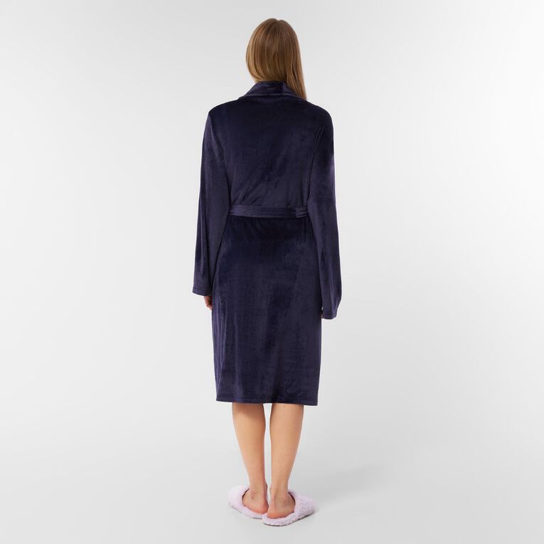 H&H Women's Mink Robe, Blue Dark, hi-res
