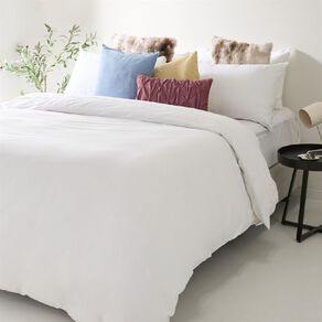 Living & Co Duvet Cover Set Washed Cotton White Super King