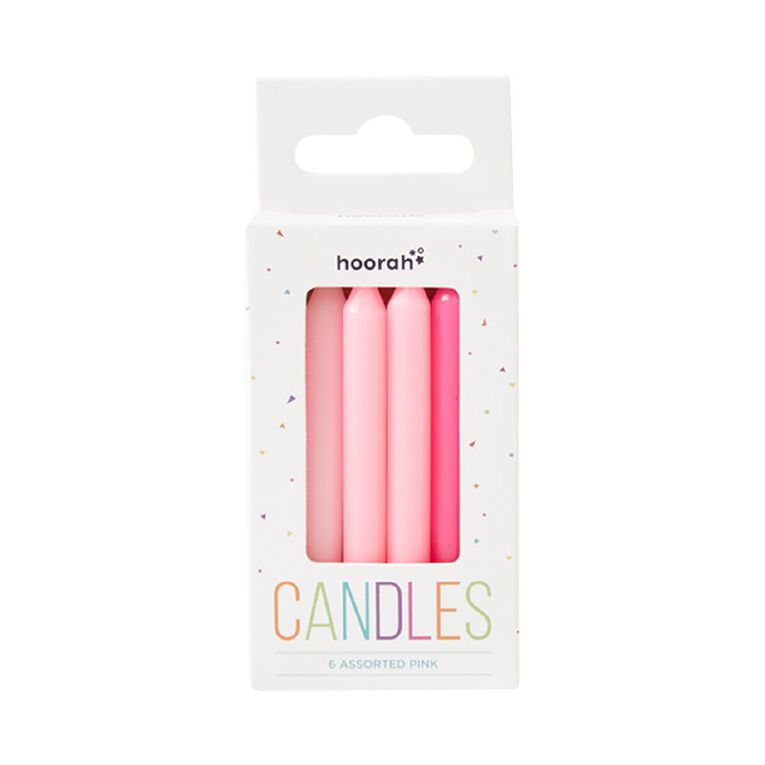 Hoorah Assorted Pink Birthday Candles 6 Pack, , hi-res