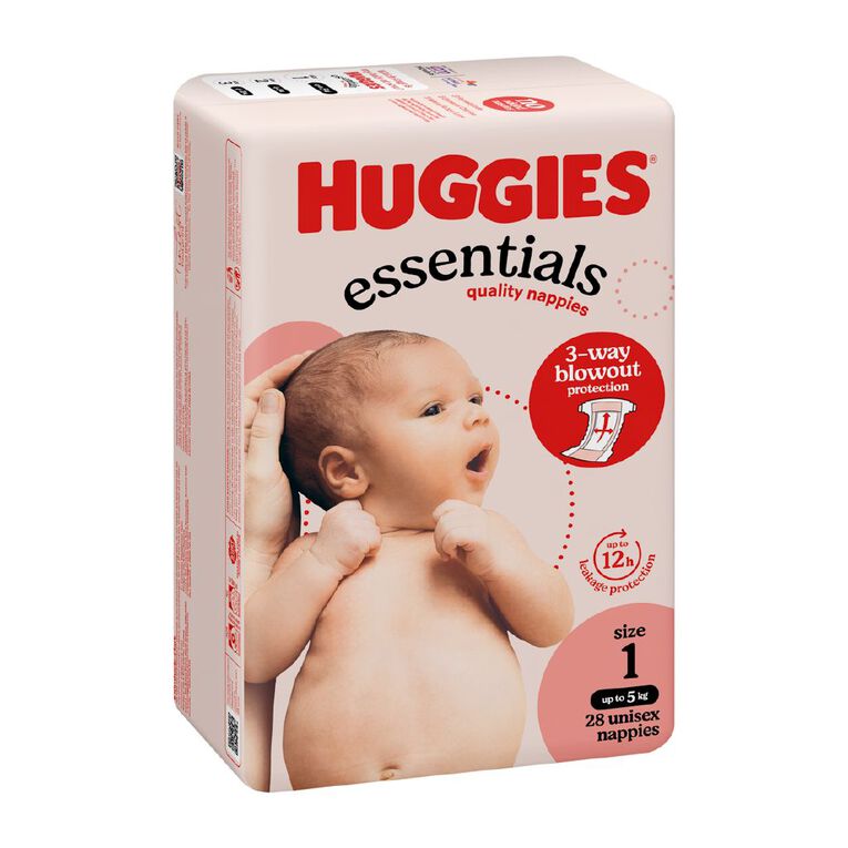 Huggies Essential Nappy Size 1 up to 5kg 28 Pack, , hi-res