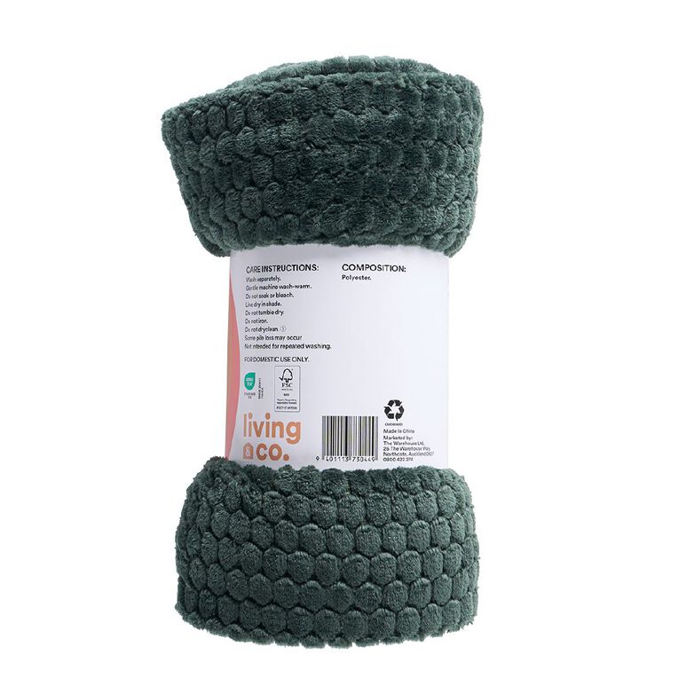 Living & Co Throw Honeycomb Green Dark 127cm x 152cm, , hi-res