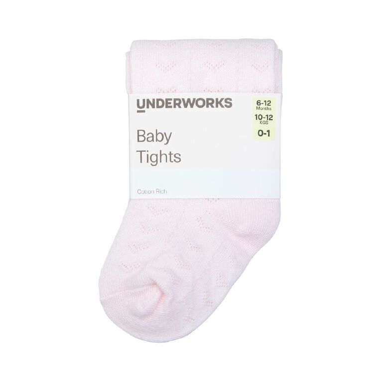 Underworks Infants' Pointelle Tights 1 Pack, Pink, hi-res