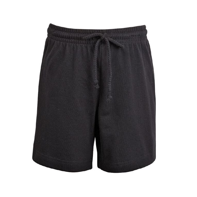Schooltex Kids' Long Length Knit Shorts, Black, hi-res