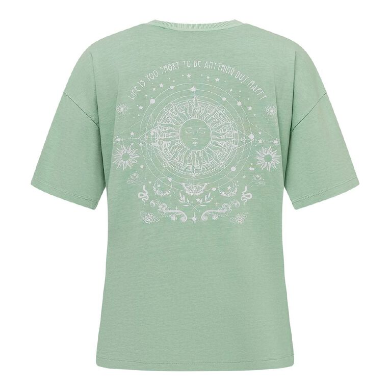 H&H Women's Oversized Boyfriend Graphic Tee, Mint, hi-res