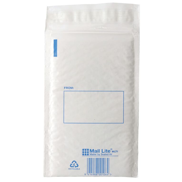 Sealed Air Mail Bag Size 1 Lite 133mm x 210mm White, , hi-res