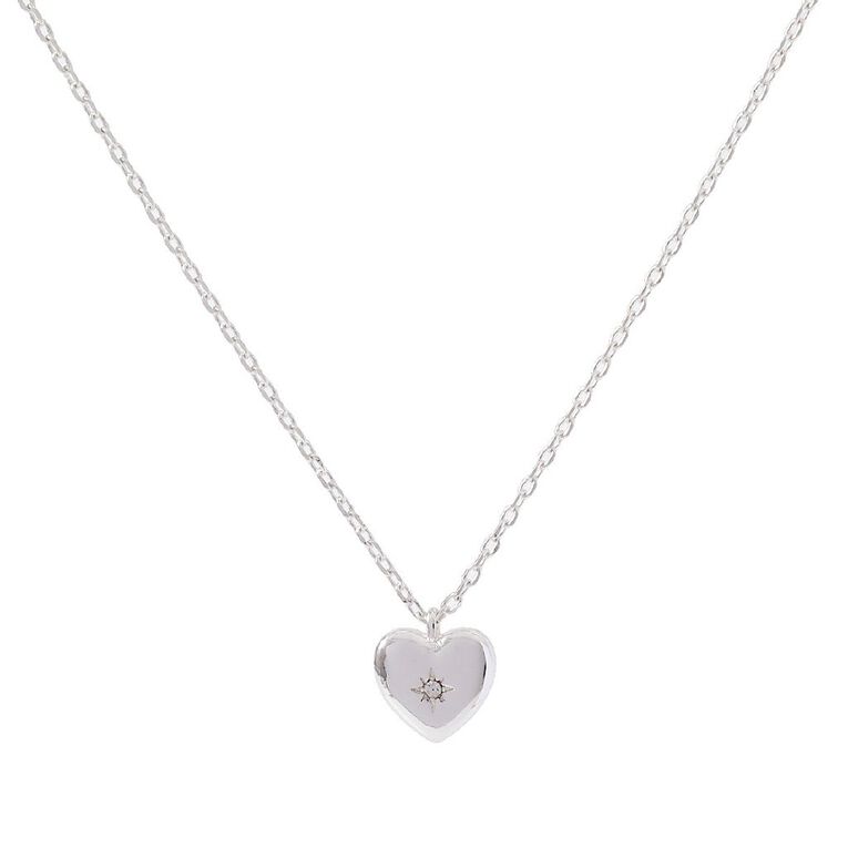 Heart Necklace Silver Plated, , hi-res