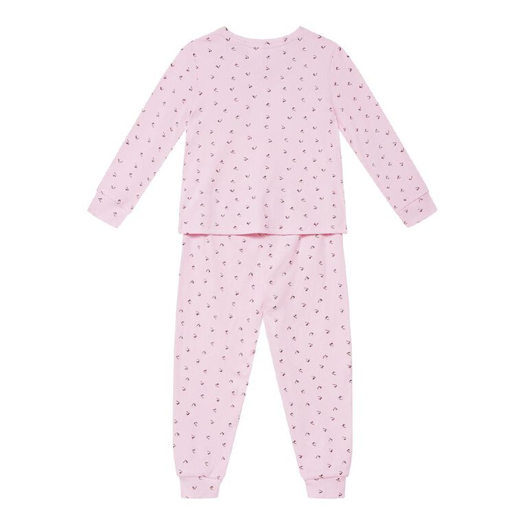 H&H Girls' Waffle Long Sleeve Pyjama 2 Pack, White, hi-res