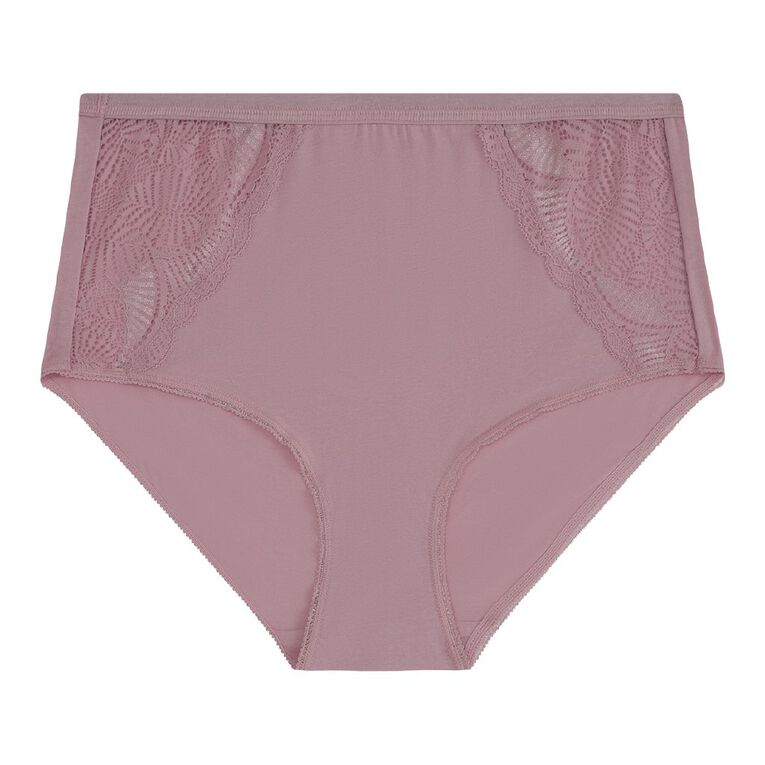 H&H Women's Cotton Lace Full Briefs, Pink, hi-res