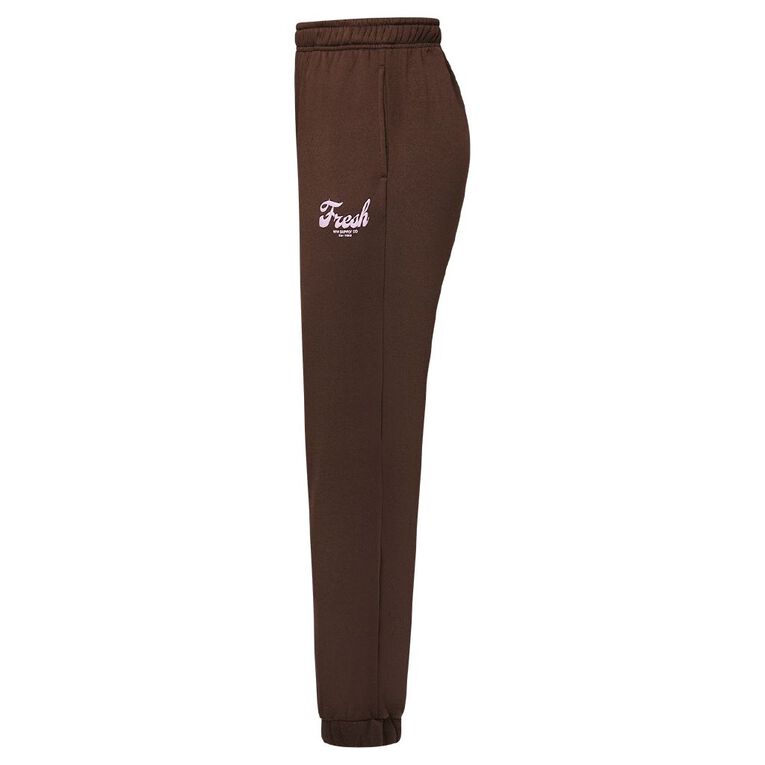 H&H Women's Fresh Fleece Trackpants, Brown Dark, hi-res