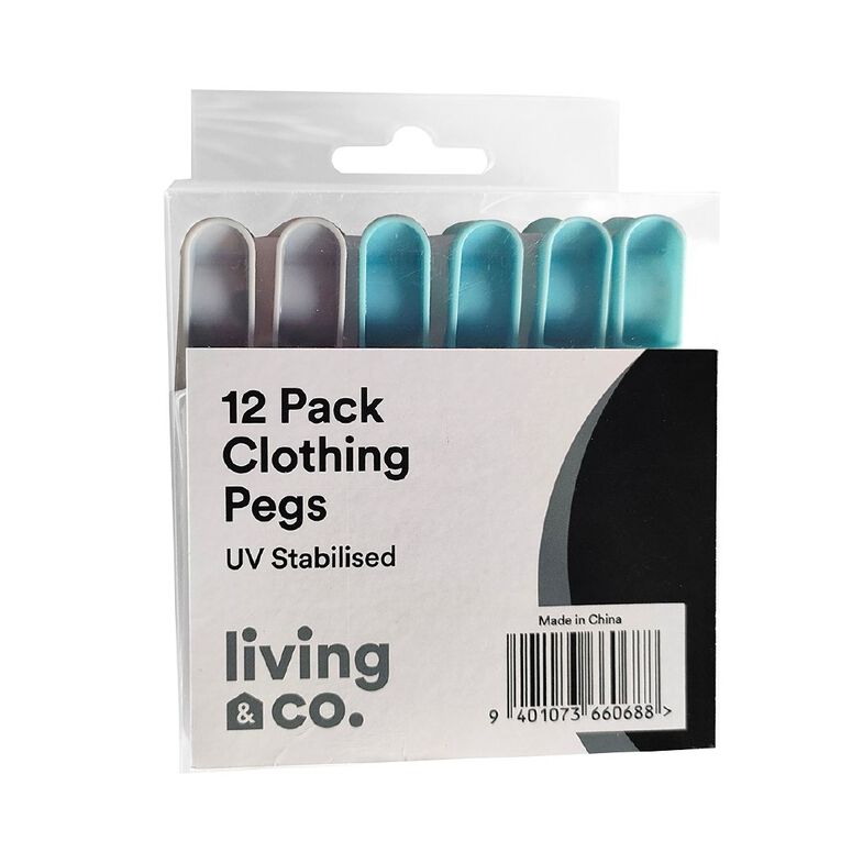 Living & Co Clothing Pegs 12 Pack, , hi-res