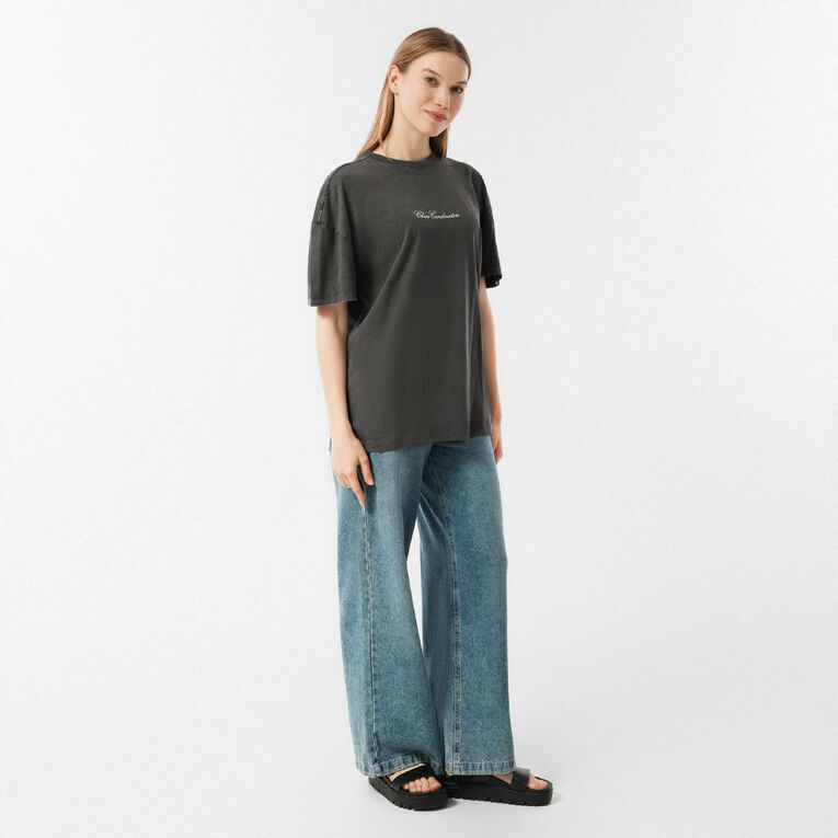 H&H Women's Short Sleeve Printed Tee, Grey Dark, hi-res
