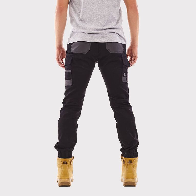 Tradie Cuffed Skinny Cargo Pants, Black, hi-res