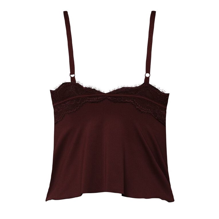 H&H Women's Lace Top Singlet, Red Mid, hi-res