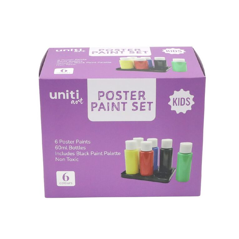 Uniti Kids Art Poster Paint 7 Piece Set 6 Pack, , hi-res
